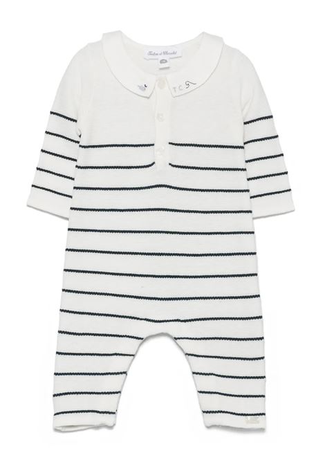 Pigiama Bianco a Righe Con Ricamo Balene E Onde TARTINE ET CHOCOLAT | CA3203013